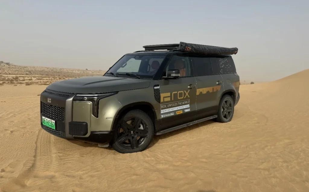 This car, the Rox 01, drove all the way from China to the UAE across 13 countries