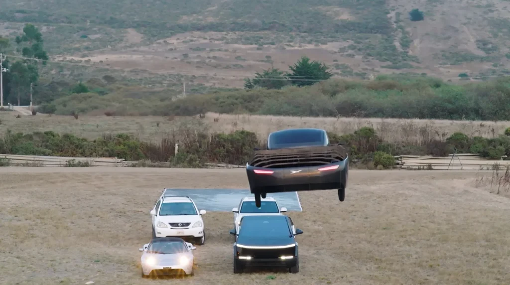 This company responded to the Tesla Roadster unveil by performing an equally impressive stunt flying across multiple Teslas