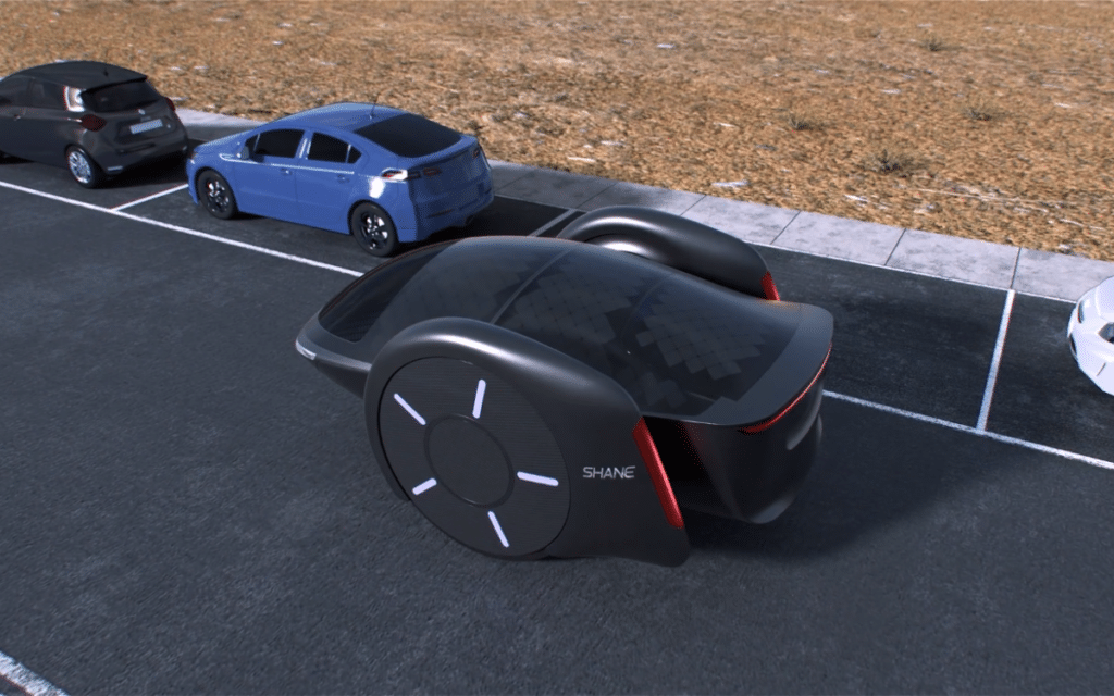 This concept electric car only has two wheels and can park itself by turning 360 degrees