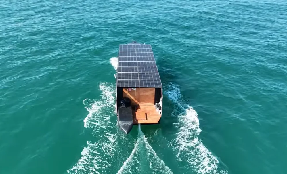 This guy built a solar-powered yacht that can theoretically run under its own steam figure of speech almost for free and theoretically forever