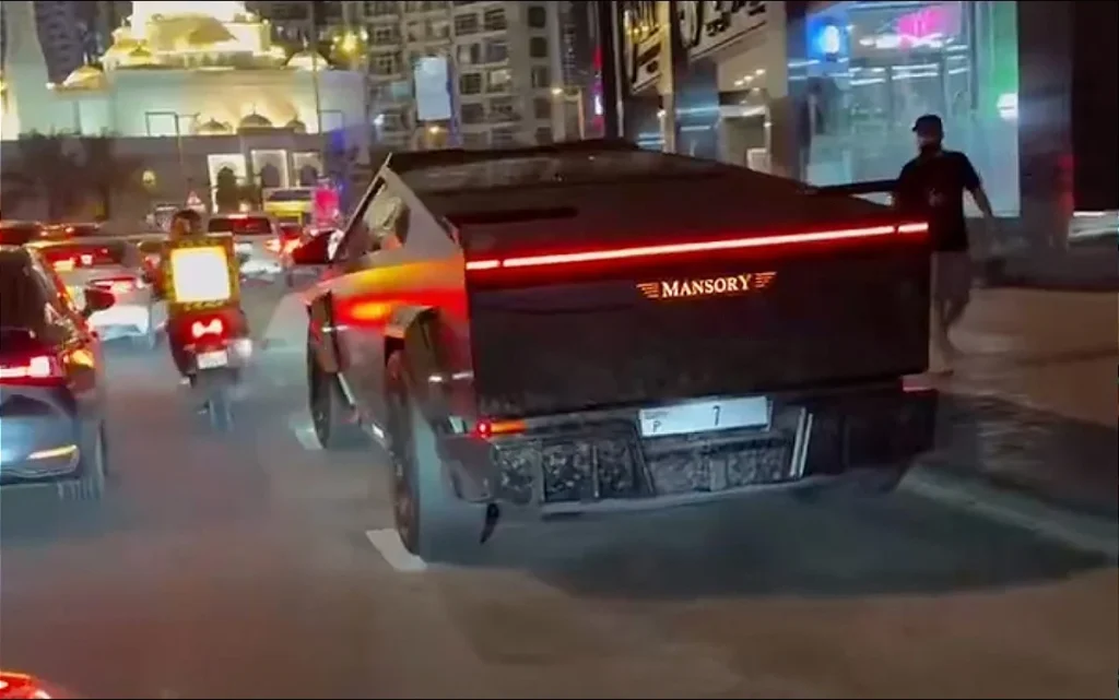 This guy spotted a Mansory Tesla Cybertruck in Dubai with a license plate that, if the math is mathing, is about 100 times more expensive than the car itself