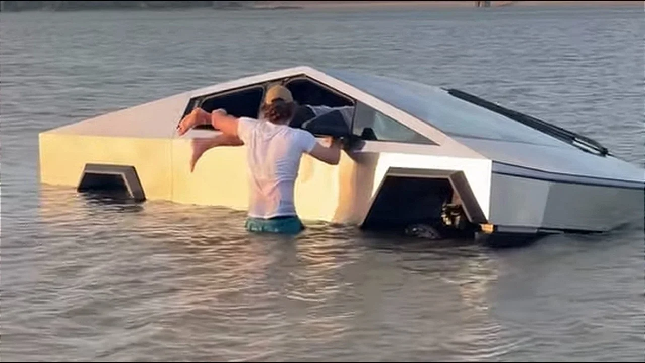 Texas man arrested as police hoist his Tesla Cybertruck out of lake after he intentionally drove it in for bizarre reason