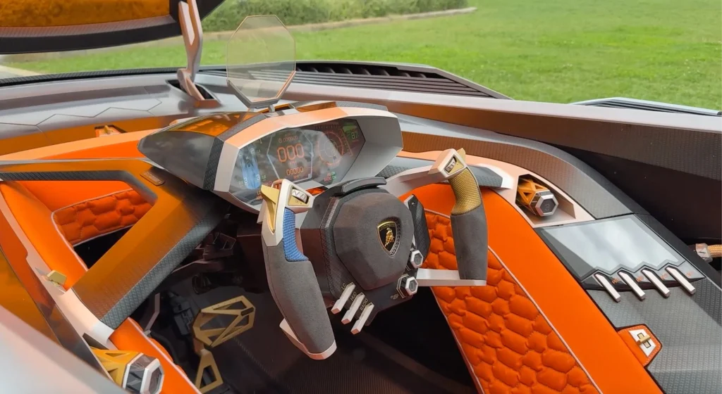 This is the one-off Lamborghini Egoista, a concept supercar that Lamborghini built to celebrate its 50th anniversary in 2013