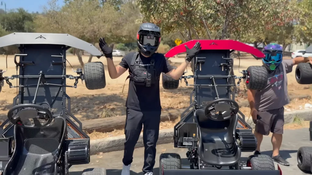 California man tests three of the worlds fastest electric go-karts by taking them on the highway and says one thrill stands out to him