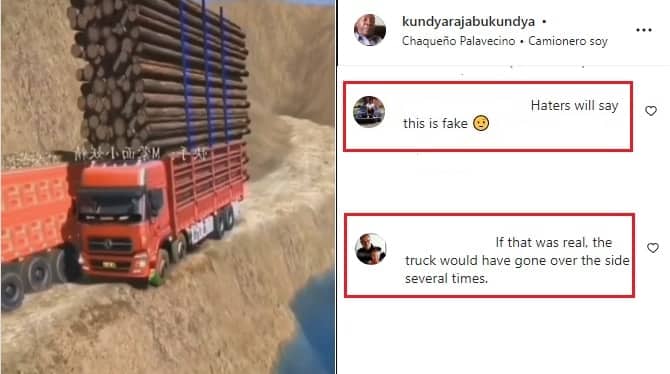 Logging truck, comments on Instagram, part two