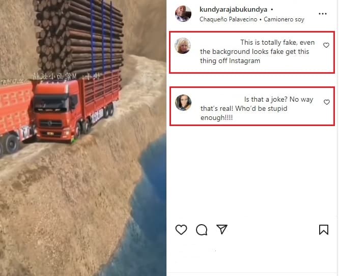 Logging truck, comments on Instagram, part one