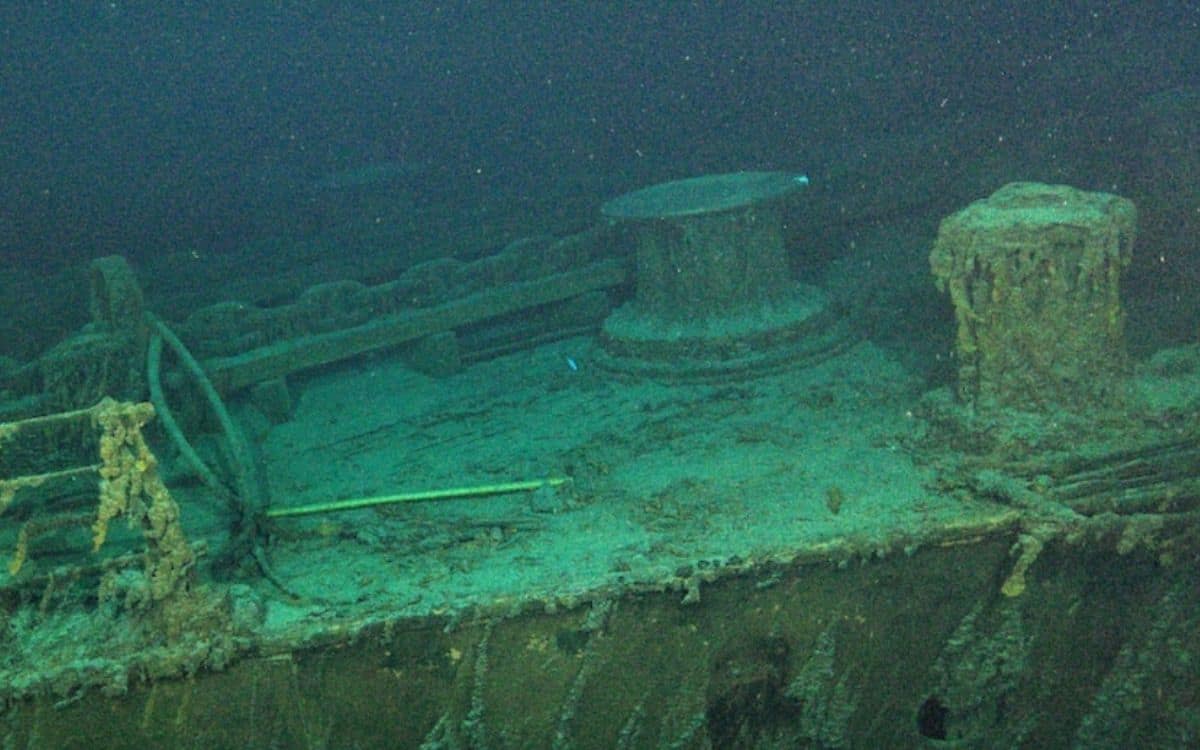 The titanic wreck lies on the bottom of the ocean more than 100 years after the ship sank 
