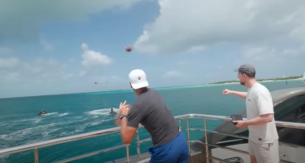 Tom Brady shooting drone out of the sky