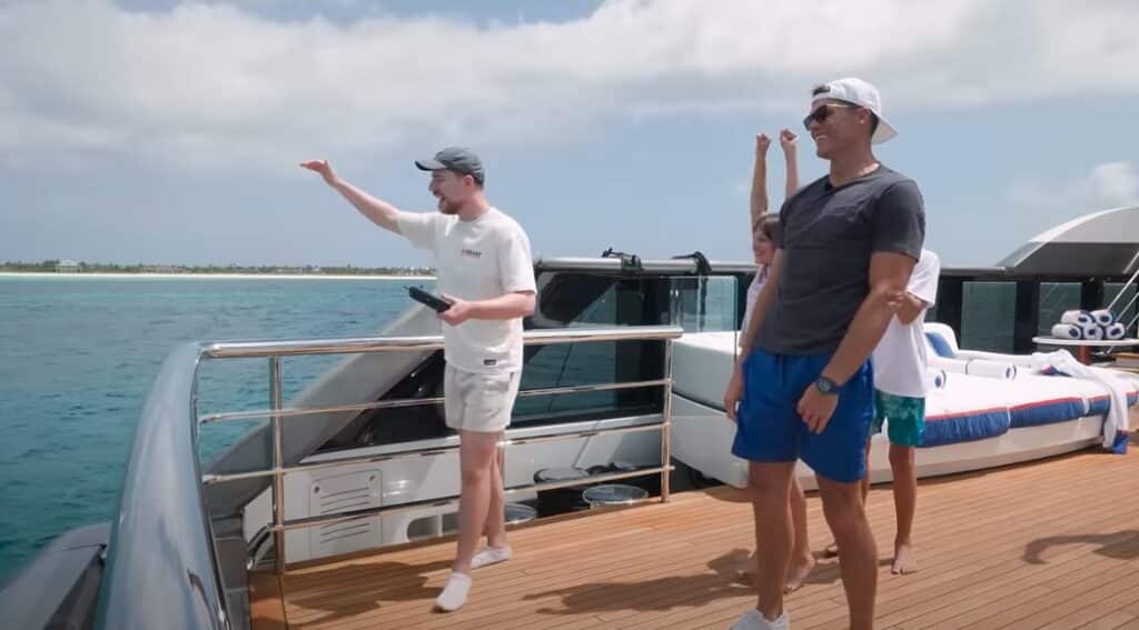 Tom Brady on board superyacht with Mr Beast