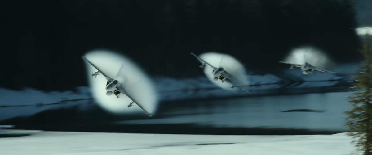 F/A-18 Hornets in the trailer for Top Gun: Maverick