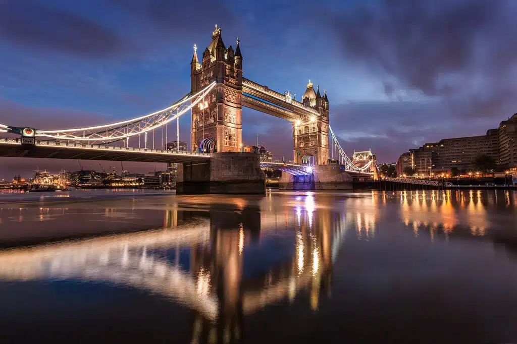 Two London icons accidentally made history when a double-decker bus jumped over Tower Bridge
