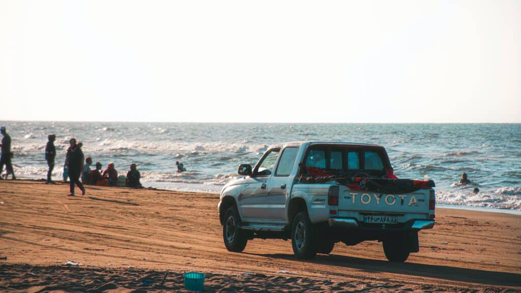 Toyota Hilux on the beach