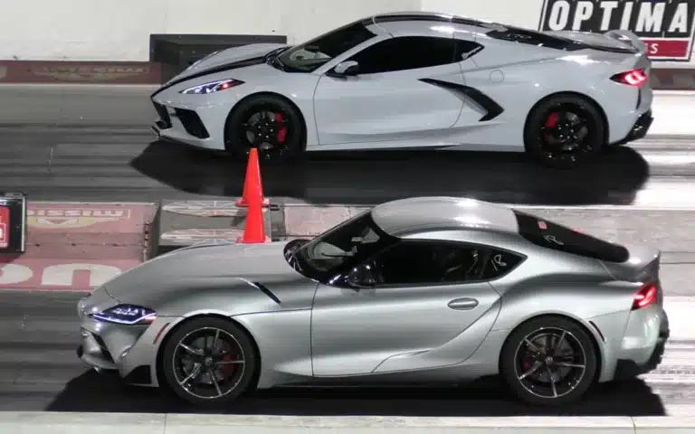 Toyota and Supra in drag race