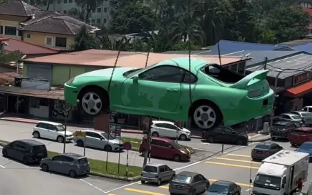 Toyota Supra pulled down from dealership roof after 20 years and the sun has left its mark on the car