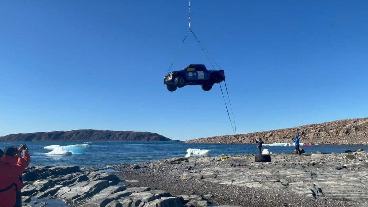 Sunken Ford F-150 being recovered