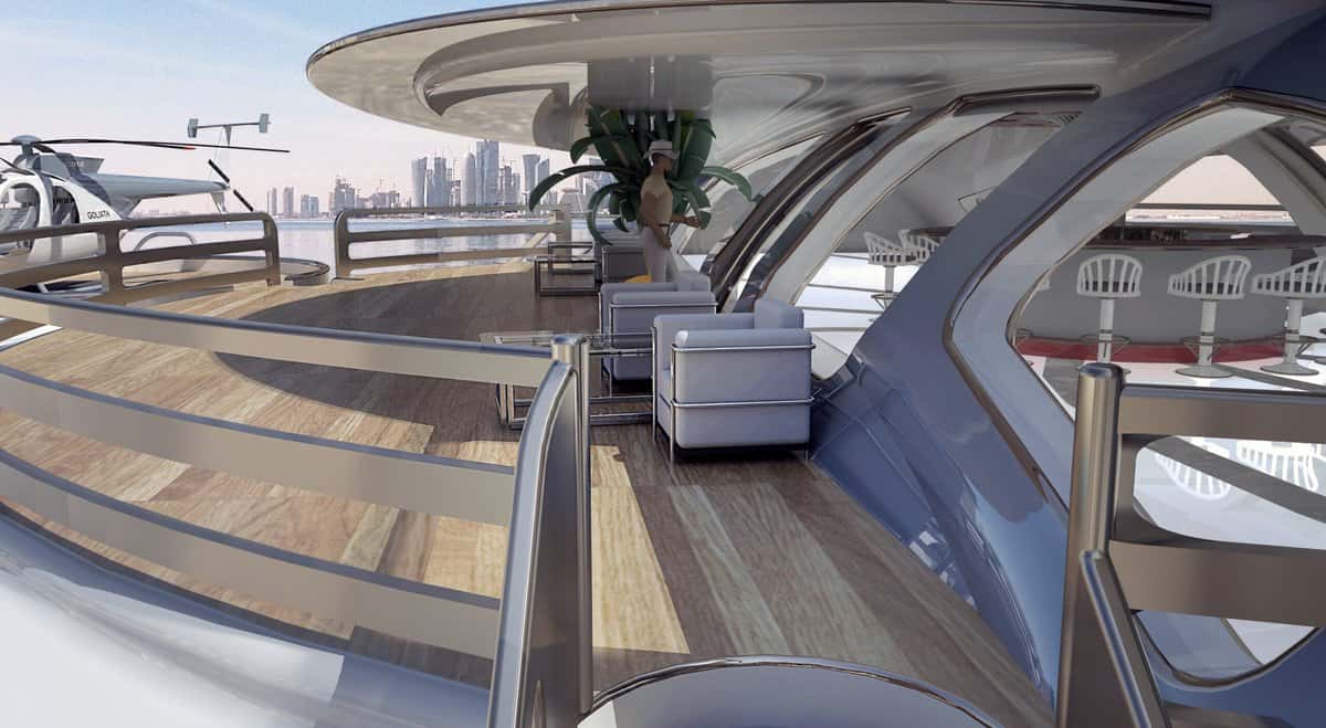 A deck on the trident superyacht