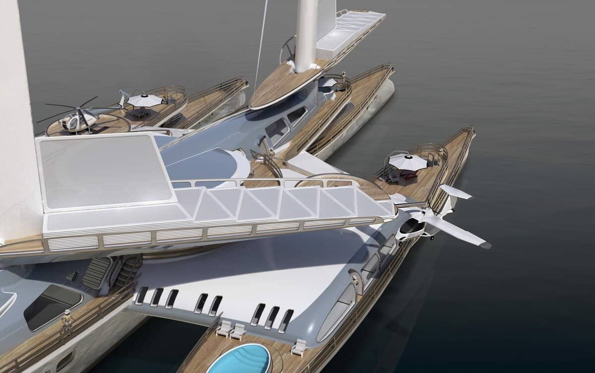 The sails can turn 360 degrees on this Trident superyacht