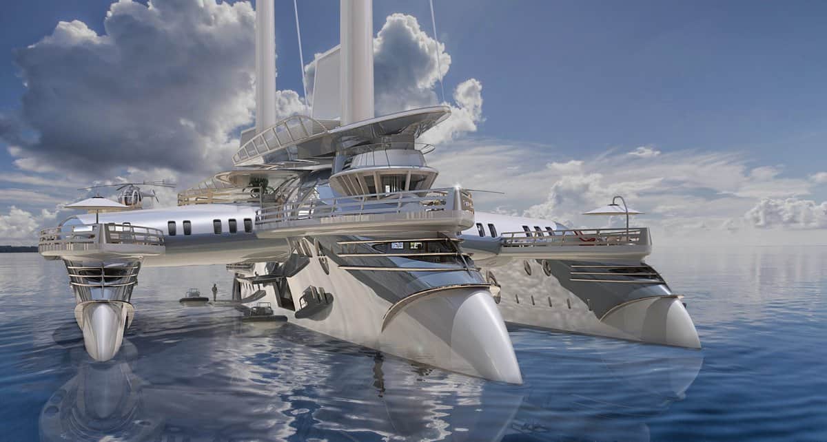 Trident concept yacht showing 6 decks