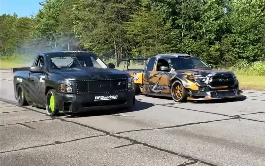Nebraska YouTuber hits up North Carolina airport with Chevrolet duo and does some wild truck drifting