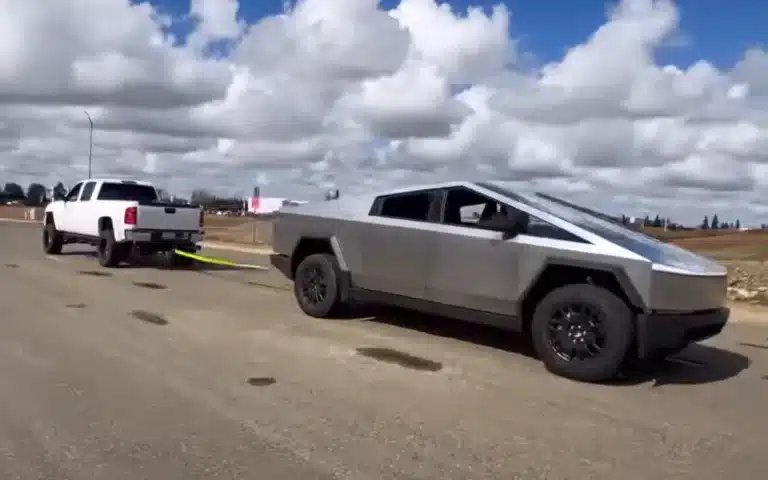Tesla Cybertruck faces off against diesel Chevy Silverado in tug-of-war and it can't even be completed