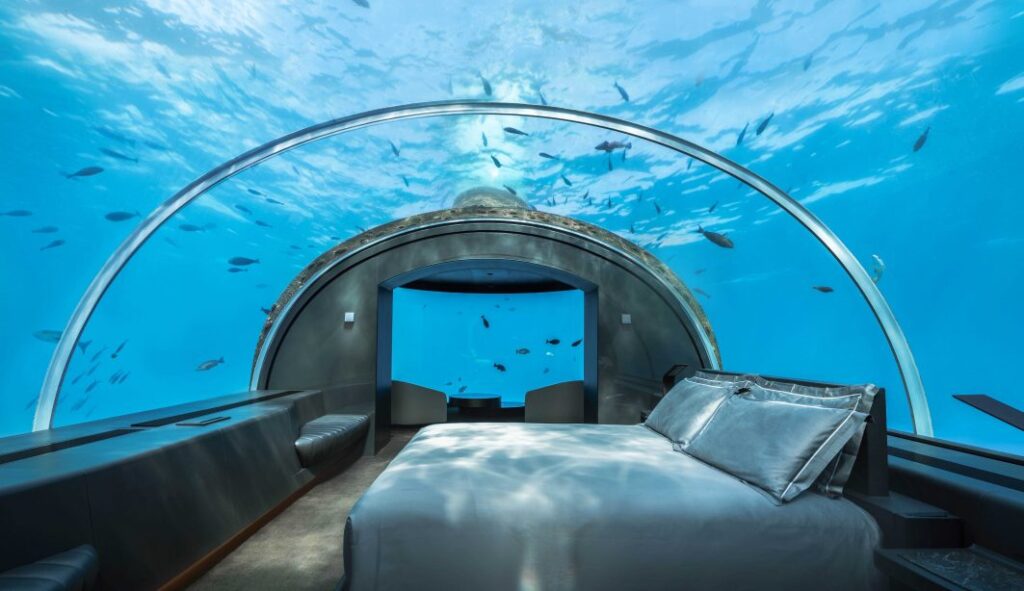 craziest hotels in the world: Underwater villa, bedroom
