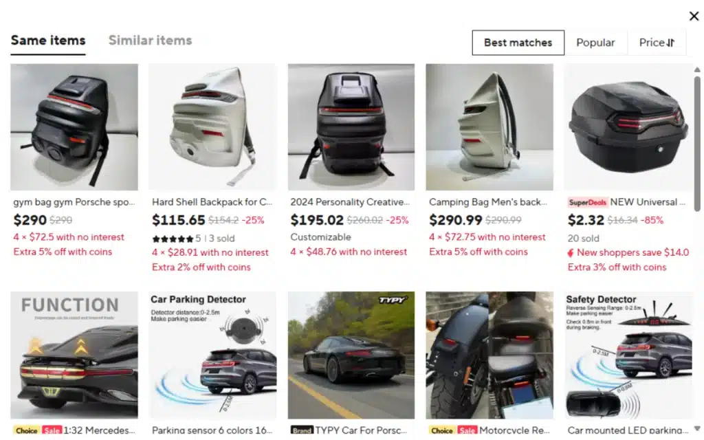 Mysterious Porsche 911 backpacks have started appearing on AliExpress for huge prices with sketchy AI photos