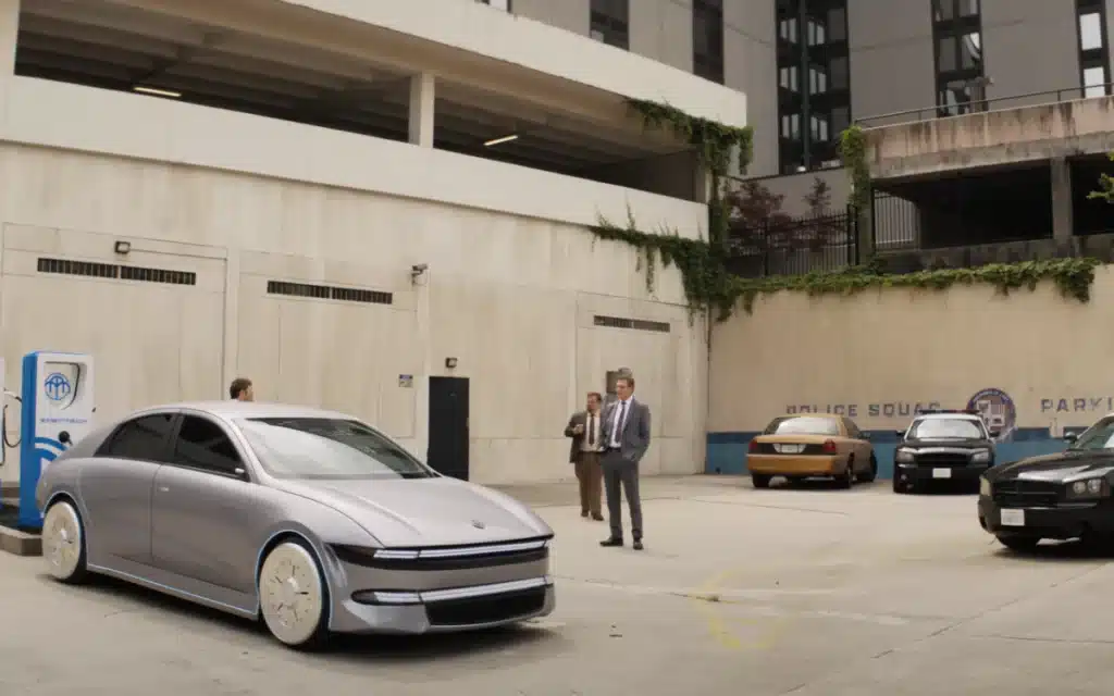 The car in The Naked Gun, starring Liam Neeson, isn't actually a Tesla, but a Hyundai Ioniq 6