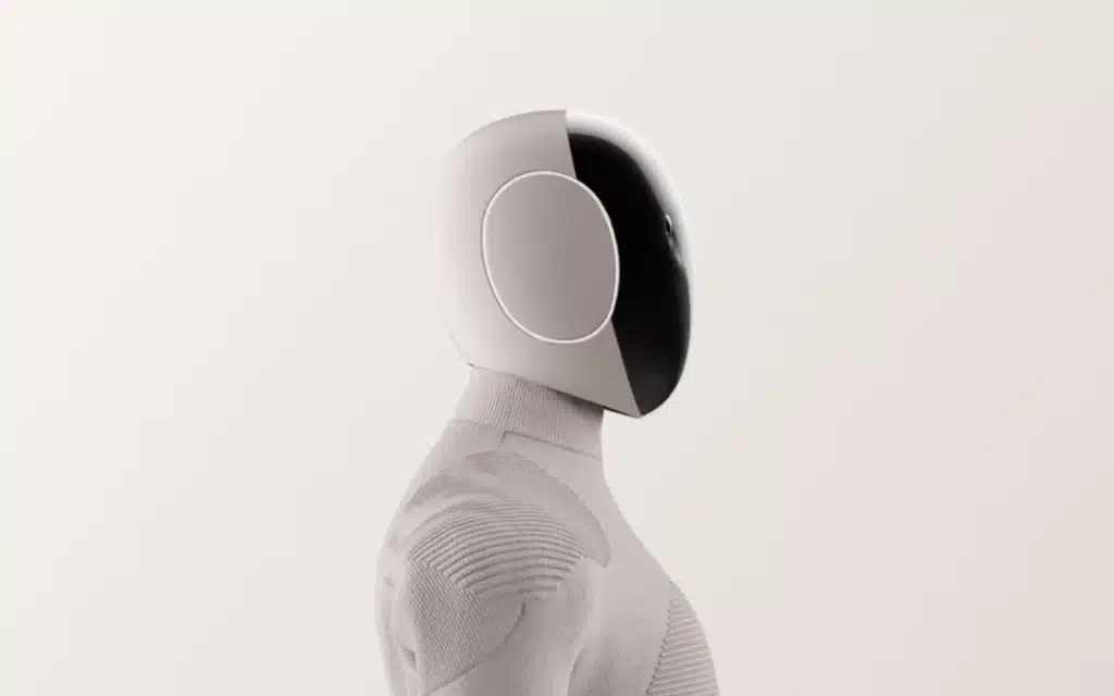 This humanoid robot, the NEO Gamma, is designed by 1X