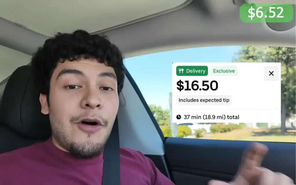 Man working for DoorDash and UberEats to pay off his $26,000 used Tesla shows how much he made in first day