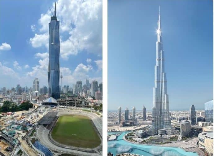Merdeka 118 (left) and Burj Khalifa (right)