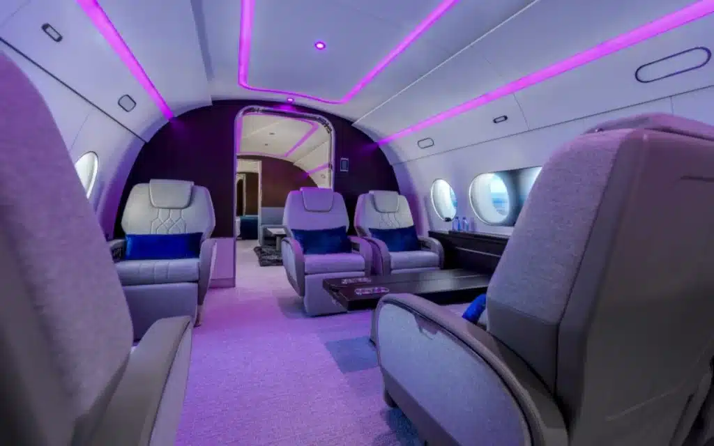 This Dubai Jet, the 9H-FIVE, is built on the Airbus ACJ TwoTwenty platform