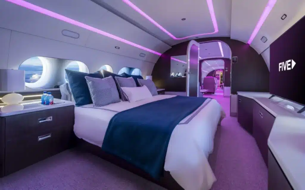 This Dubai Jet, the 9H-FIVE, is built on the Airbus ACJ TwoTwenty platform