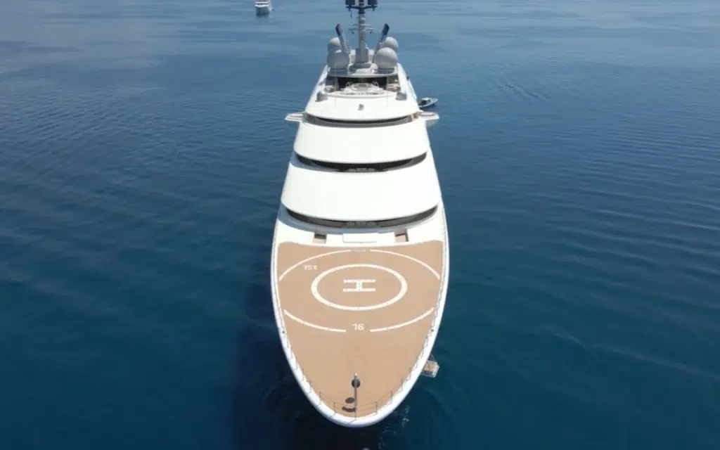 The Abu Dhabi prince’s superyacht, known as the Opera superyacht, just turned Albania’s busiest port into a royal backdrop.