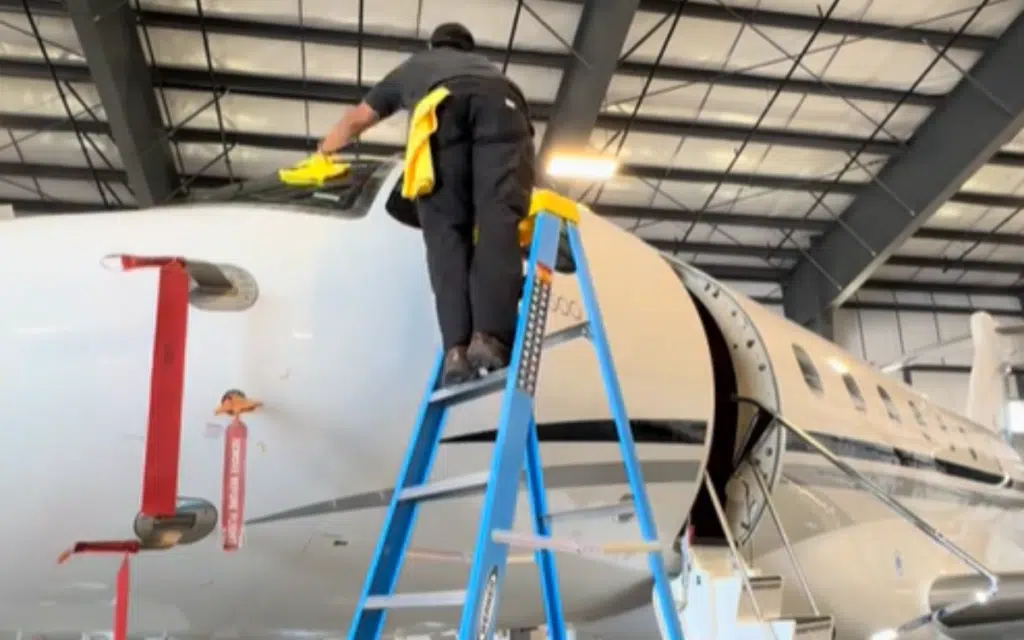 This TikToker just showed how he earned a $16,000 paycheck as an aircraft detailer, cleaning a private jet in a video that takes viewers behind the scenes of his high-stakes job.