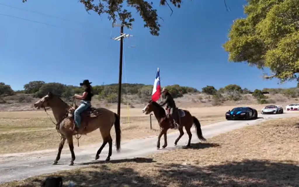 Texas independence day had a supercar twist with Bugatti Chirons, helicopters and cowboys riding shotgun