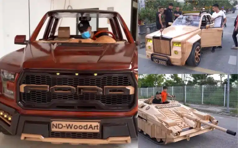 Man who built Cybertruck out of wood for $15,000 has crafted entire collection of wooden cars