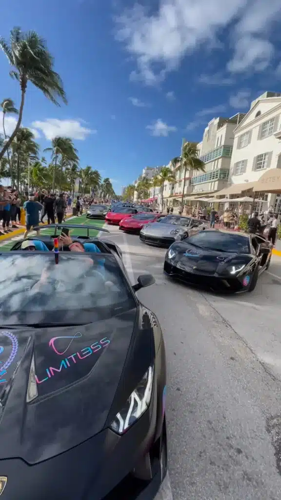 Car enthusiasts block and shut down streets of Miami with $50M worth of supercars