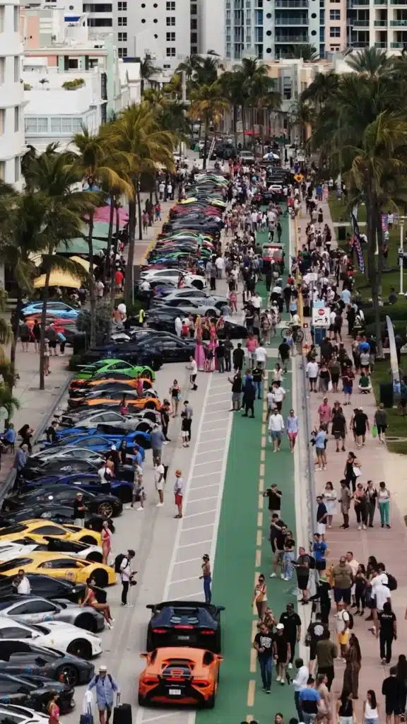 Miami ocean drive supercar meetup
