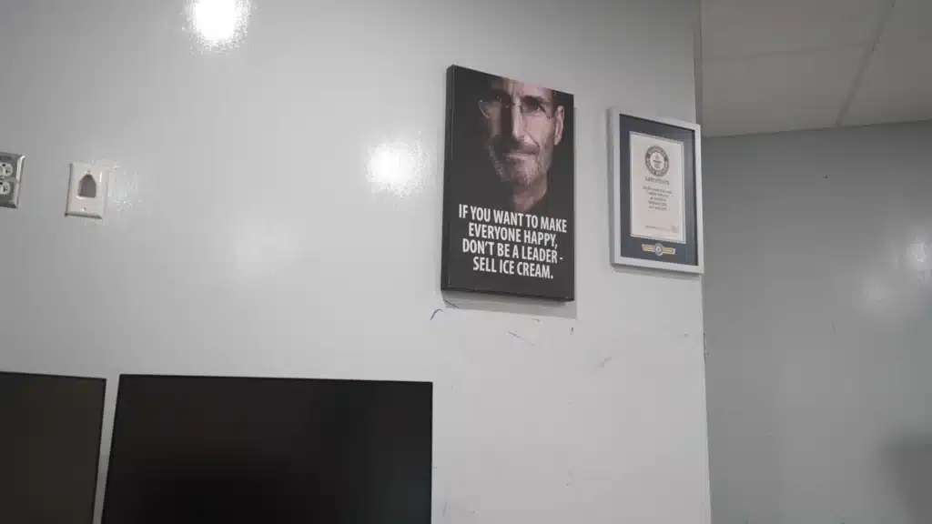 MrBeast office with steve jobs posters