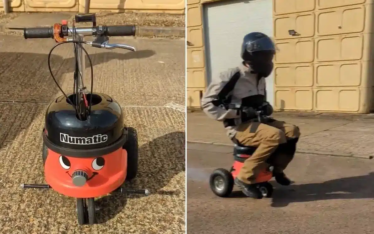 Henry Hoover converted into a motorbike is the best mini-moto you’re likely to see