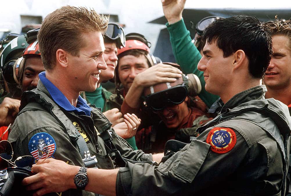 Val Kilmer and Tom Cruise in Top Gun.