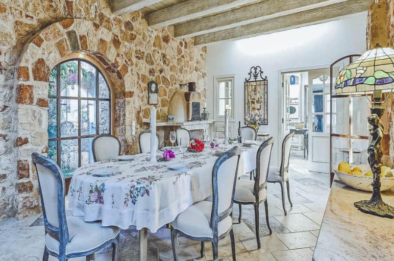 Inside the dining hall of Villa Alina in Ibiza, Spain.