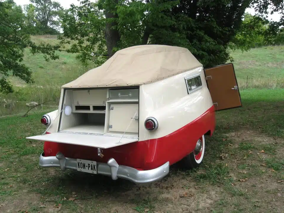 rare Kom-Pak camper roof transforms into a boat and it comes with a classic Ford ranch wagon