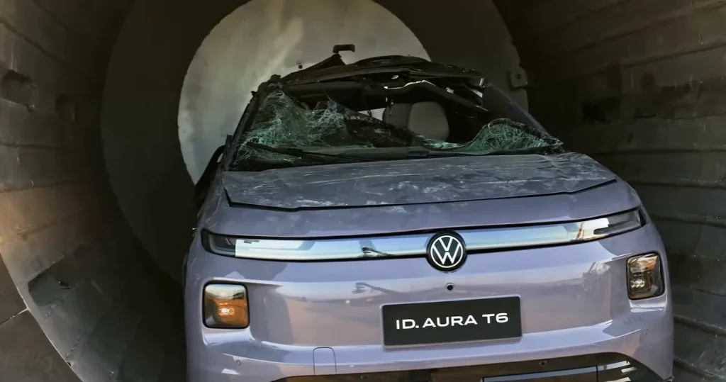Volkswagen puts a new electric vehicle inside a giant 320°F popcorn machine to tumble and cook it in one of the wildest car tests ever