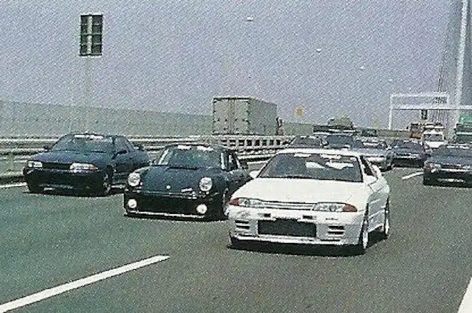 The Mid Night Club took over the streets of the Wangan Highway at night - often exceeding 190mph.