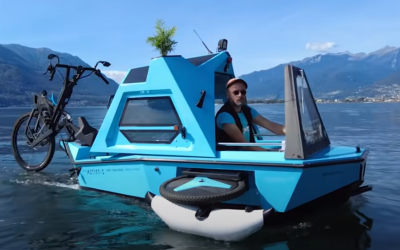 This ultimate three-in-one hybrid is a boat, a bike AND a caravan