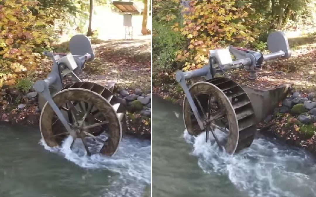 This man generates free electricity using a waterwheel