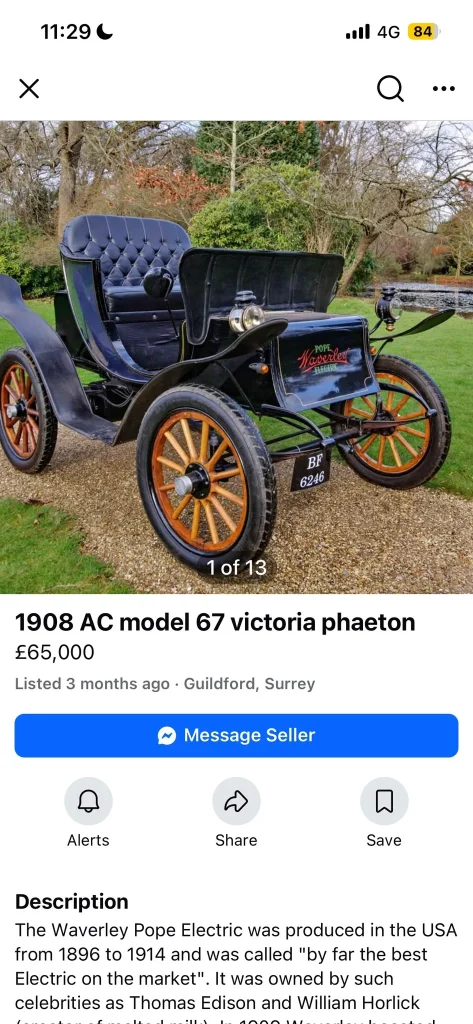 Man selling one of the earliest ever EVs from 1908 explains why it's up for sale