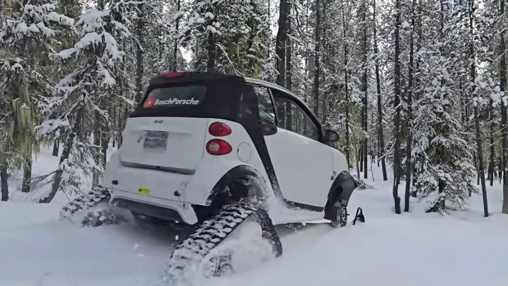 These guys turned a Smart Fortwo Brabus tiny city car into a snow machine in a genius upgrade most Americans could use in winter
