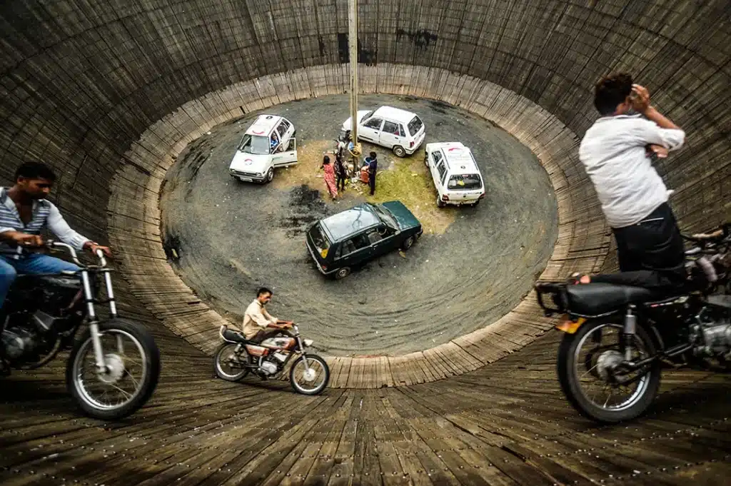 This plywood wall turns tiny cars into gravity-defying machines
